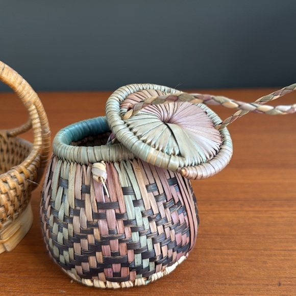 Hand-woven  handmade little vintage trinket baskets jewellery little treasures - Picture 3 of 7